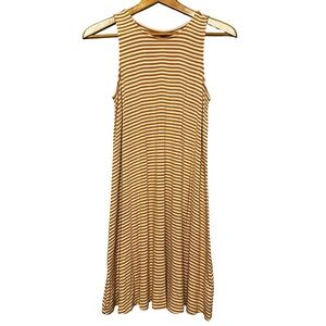 Old Navy Yellow White Stripe Sleeveless Swing Dress Size Small Mini Comfy